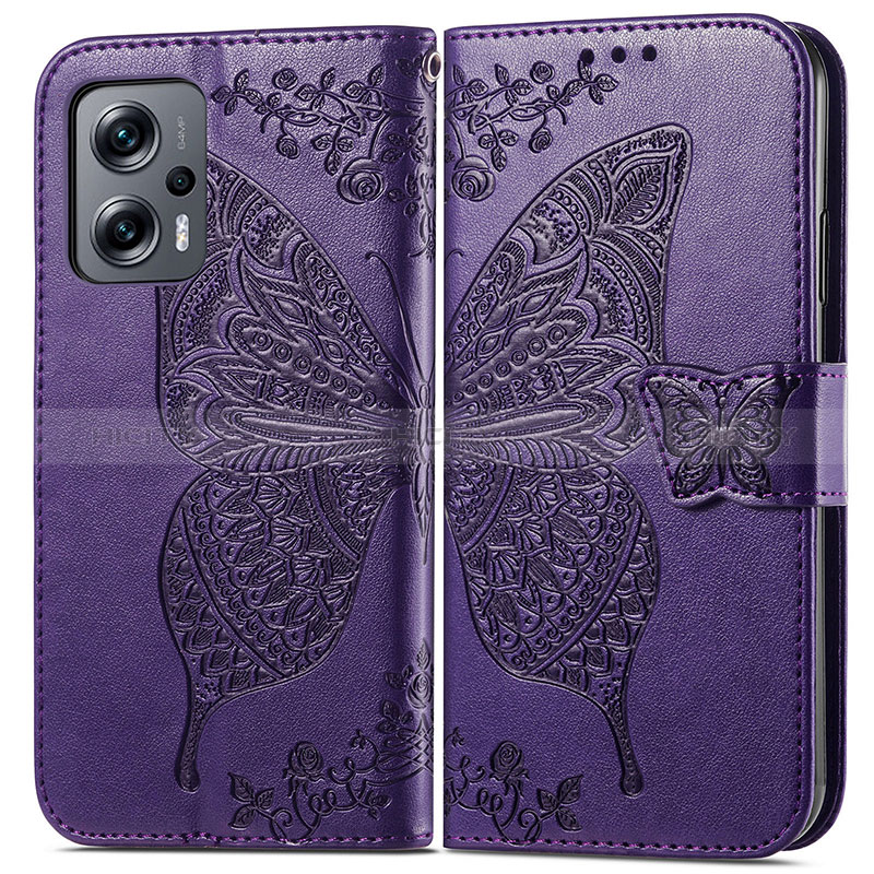 Funda de Cuero Cartera con Soporte Mariposa Carcasa para Xiaomi Redmi K50i 5G