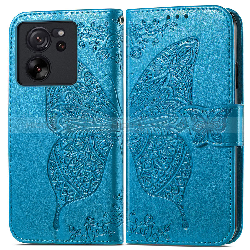 Funda de Cuero Cartera con Soporte Mariposa Carcasa para Xiaomi Redmi K60 Ultra 5G Azul