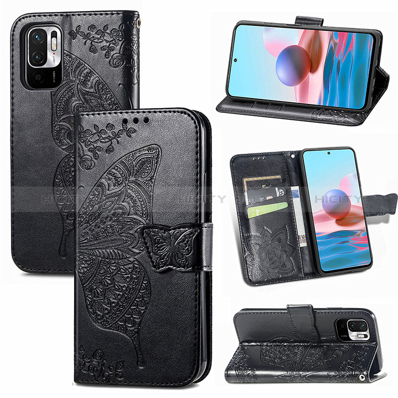 Funda de Cuero Cartera con Soporte Mariposa Carcasa para Xiaomi Redmi Note 10 JE 5G