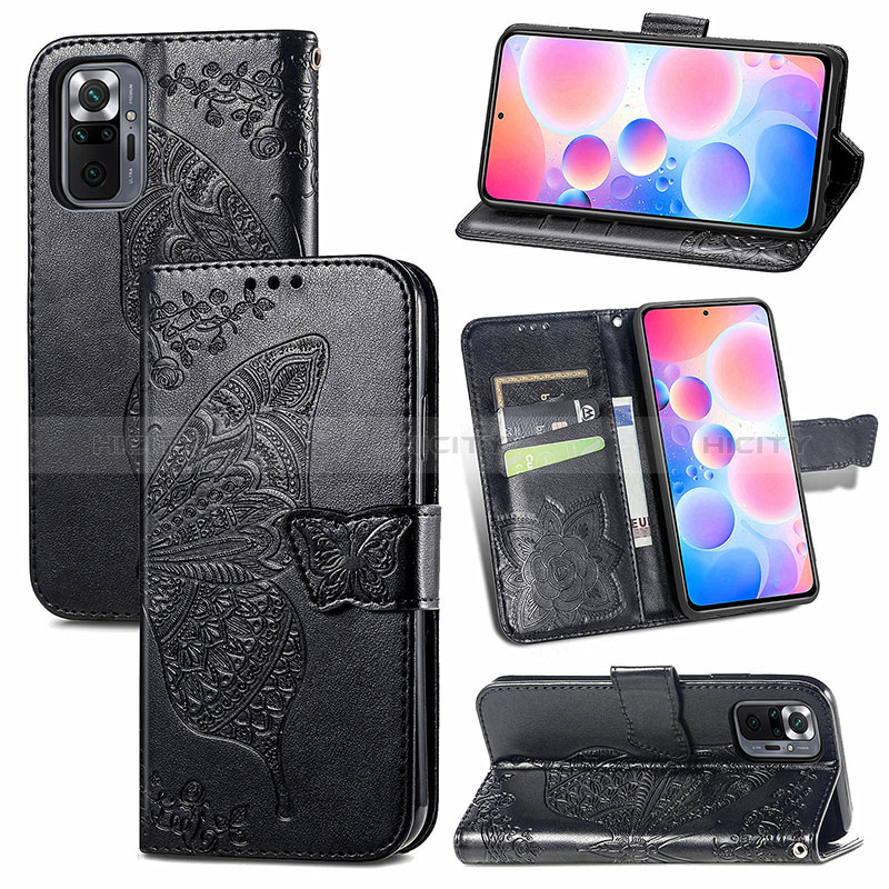 Funda de Cuero Cartera con Soporte Mariposa Carcasa para Xiaomi Redmi Note 10 Pro Max