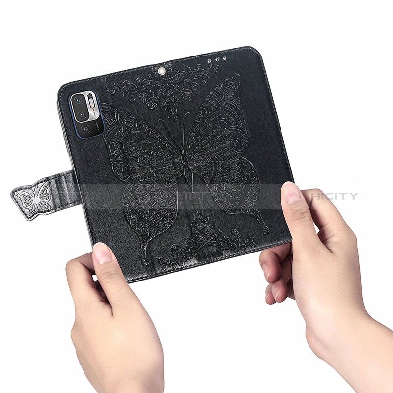 Funda de Cuero Cartera con Soporte Mariposa Carcasa para Xiaomi Redmi Note 10T 5G