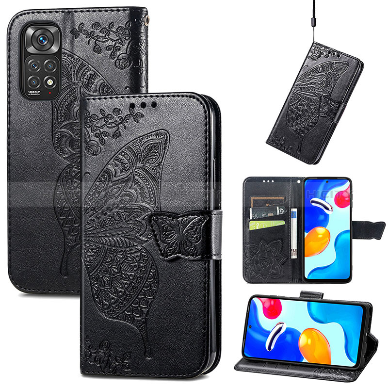 Funda de Cuero Cartera con Soporte Mariposa Carcasa para Xiaomi Redmi Note 11 4G (2022)