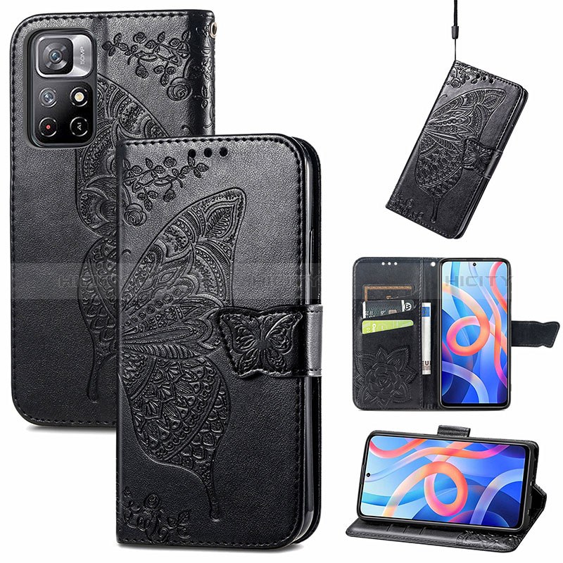 Funda de Cuero Cartera con Soporte Mariposa Carcasa para Xiaomi Redmi Note 11 5G