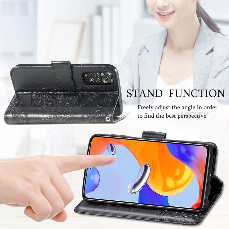 Funda de Cuero Cartera con Soporte Mariposa Carcasa para Xiaomi Redmi Note 11 Pro 4G