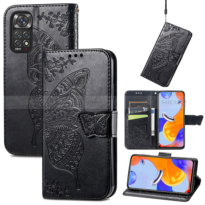 Funda de Cuero Cartera con Soporte Mariposa Carcasa para Xiaomi Redmi Note 11 Pro 4G