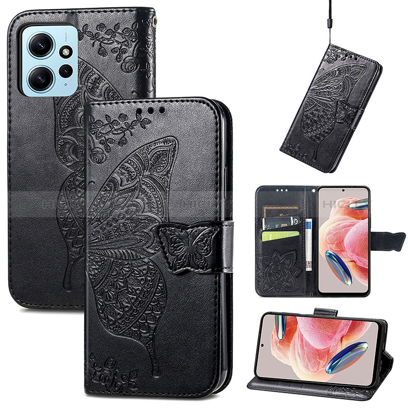 Funda de Cuero Cartera con Soporte Mariposa Carcasa para Xiaomi Redmi Note 12 4G