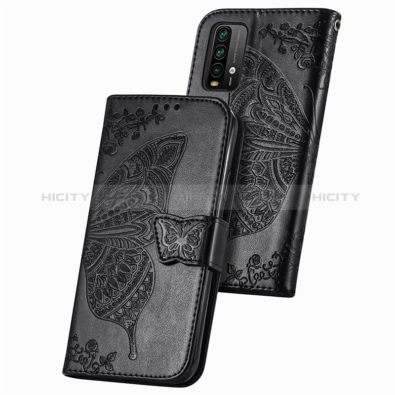 Funda de Cuero Cartera con Soporte Mariposa Carcasa para Xiaomi Redmi Note 9 4G