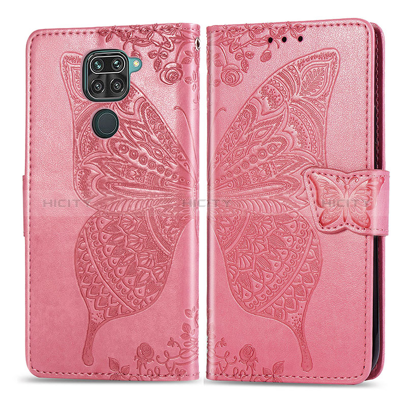 Funda de Cuero Cartera con Soporte Mariposa Carcasa para Xiaomi Redmi Note 9