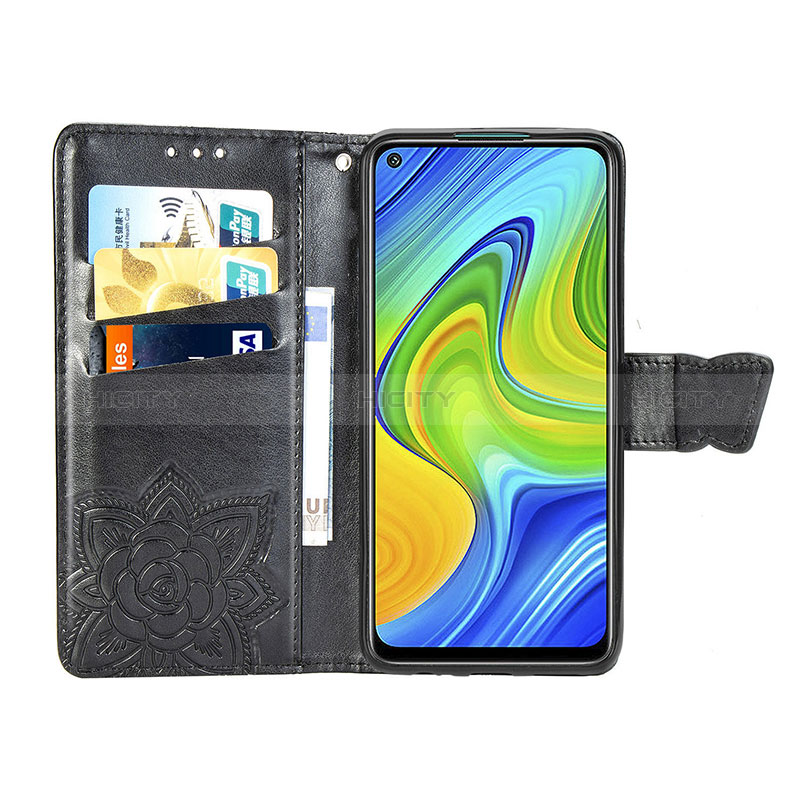 Funda de Cuero Cartera con Soporte Mariposa Carcasa para Xiaomi Redmi Note 9