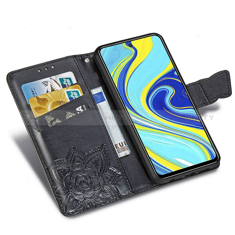 Funda de Cuero Cartera con Soporte Mariposa Carcasa para Xiaomi Redmi Note 9 Pro Max