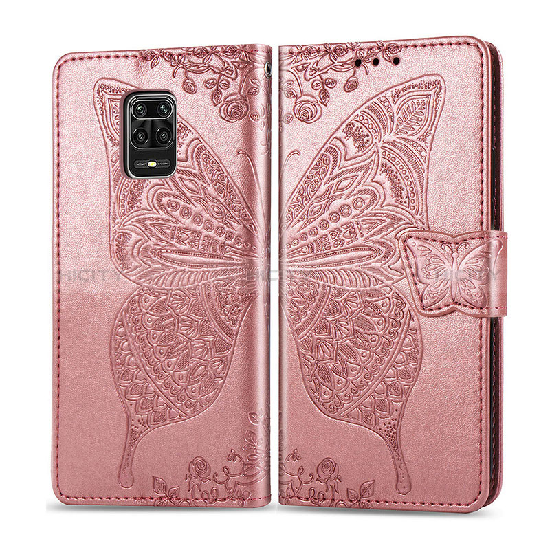 Funda de Cuero Cartera con Soporte Mariposa Carcasa para Xiaomi Redmi Note 9 Pro Max