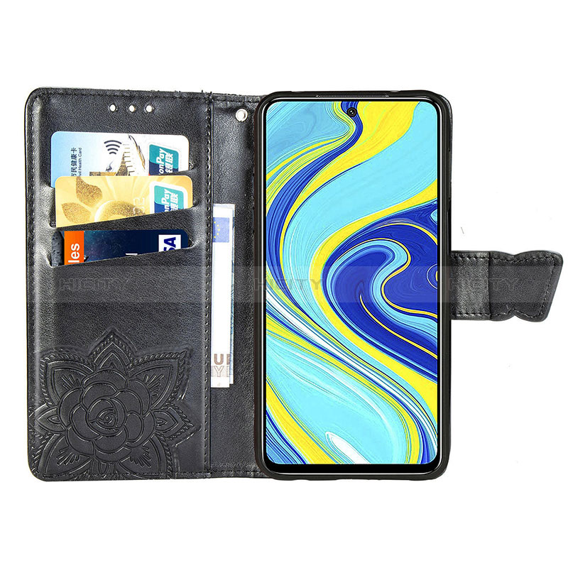 Funda de Cuero Cartera con Soporte Mariposa Carcasa para Xiaomi Redmi Note 9 Pro Max