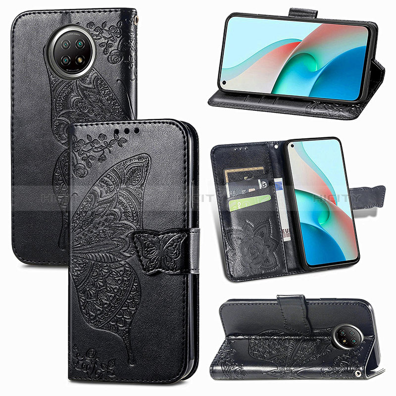 Funda de Cuero Cartera con Soporte Mariposa Carcasa para Xiaomi Redmi Note 9T 5G