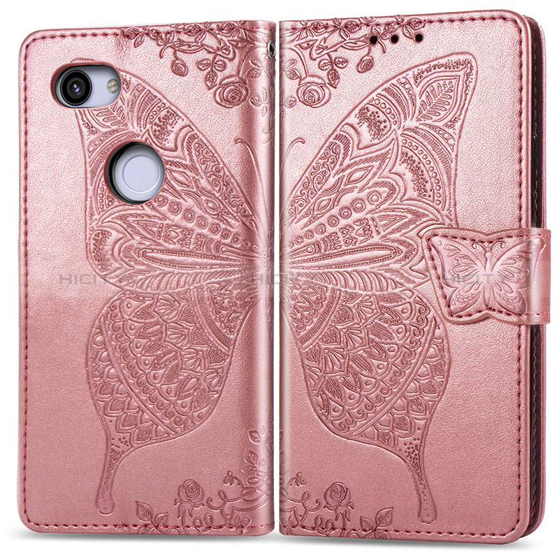 Funda de Cuero Cartera con Soporte Mariposa Carcasa S01D para Google Pixel 3a XL Oro Rosa