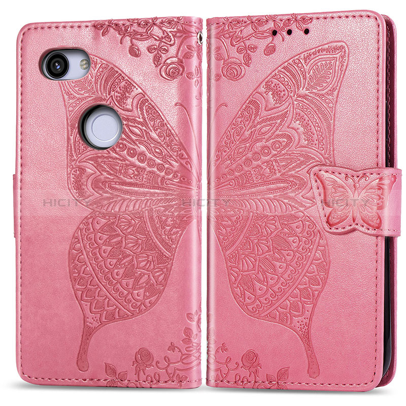 Funda de Cuero Cartera con Soporte Mariposa Carcasa S01D para Google Pixel 3a XL Rosa Roja