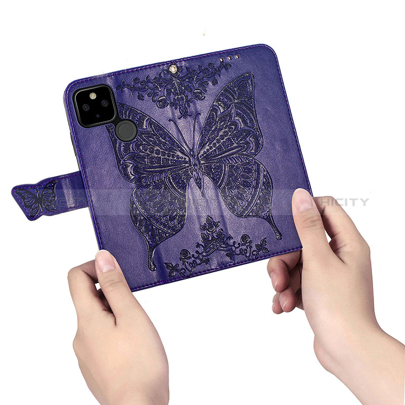 Funda de Cuero Cartera con Soporte Mariposa Carcasa S01D para Google Pixel 5a 5G