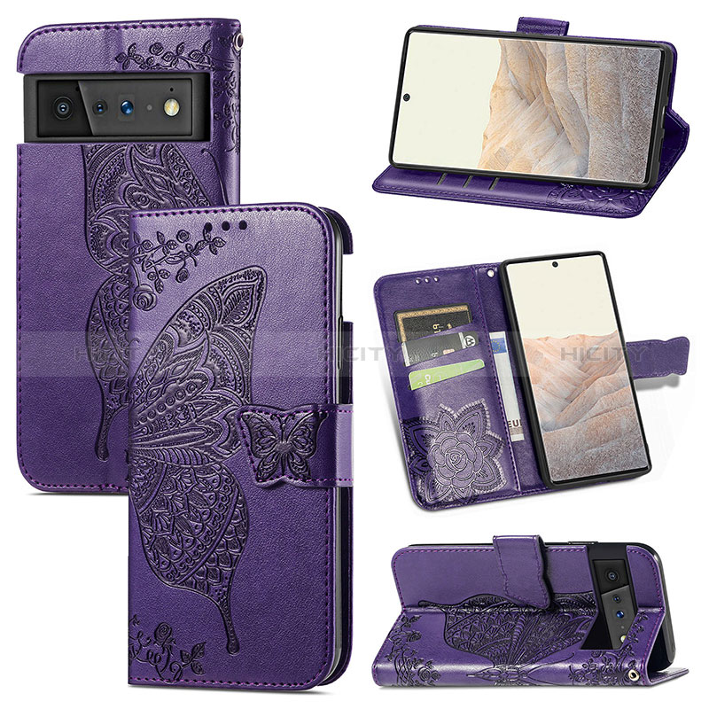 Funda de Cuero Cartera con Soporte Mariposa Carcasa S01D para Google Pixel 6 Pro 5G