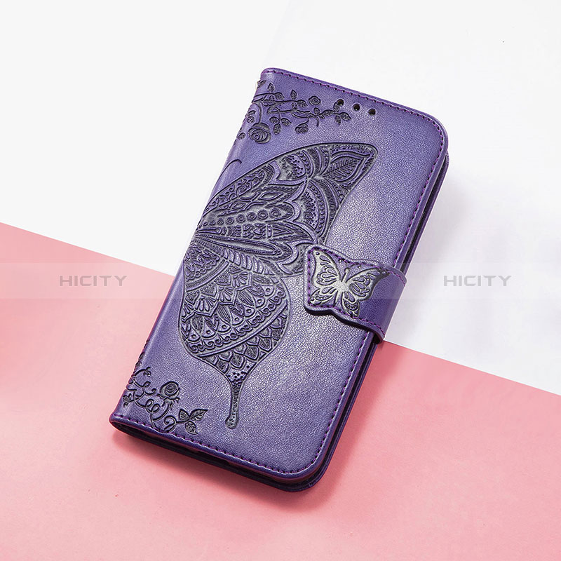 Funda de Cuero Cartera con Soporte Mariposa Carcasa S01D para Huawei Enjoy 50 Morado