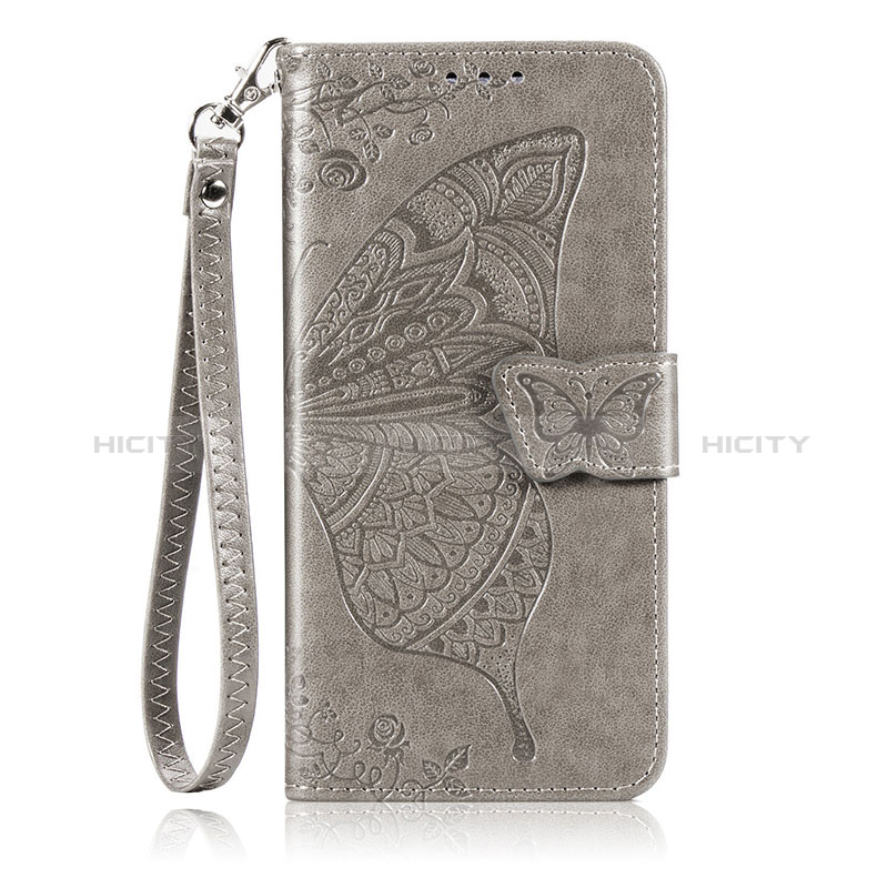 Funda de Cuero Cartera con Soporte Mariposa Carcasa S01D para Huawei Honor 10X Lite Gris