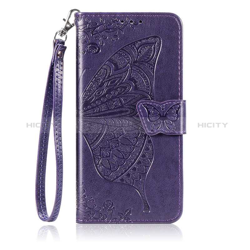 Funda de Cuero Cartera con Soporte Mariposa Carcasa S01D para Huawei Honor 10X Lite Morado