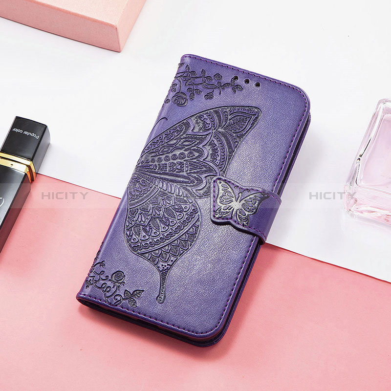 Funda de Cuero Cartera con Soporte Mariposa Carcasa S01D para Huawei Honor 60 Pro 5G Morado