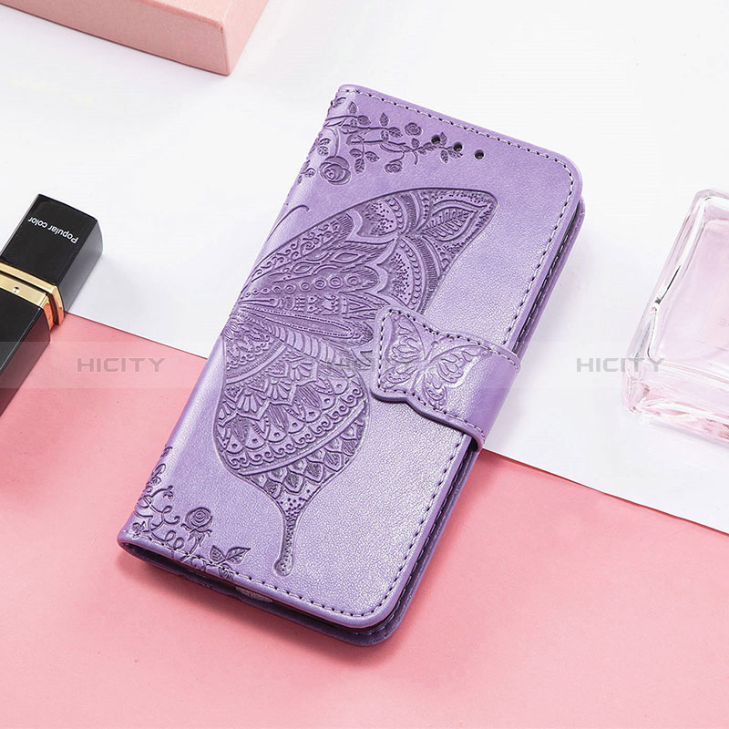 Funda de Cuero Cartera con Soporte Mariposa Carcasa S01D para Huawei Honor 60 Pro 5G Purpura Claro