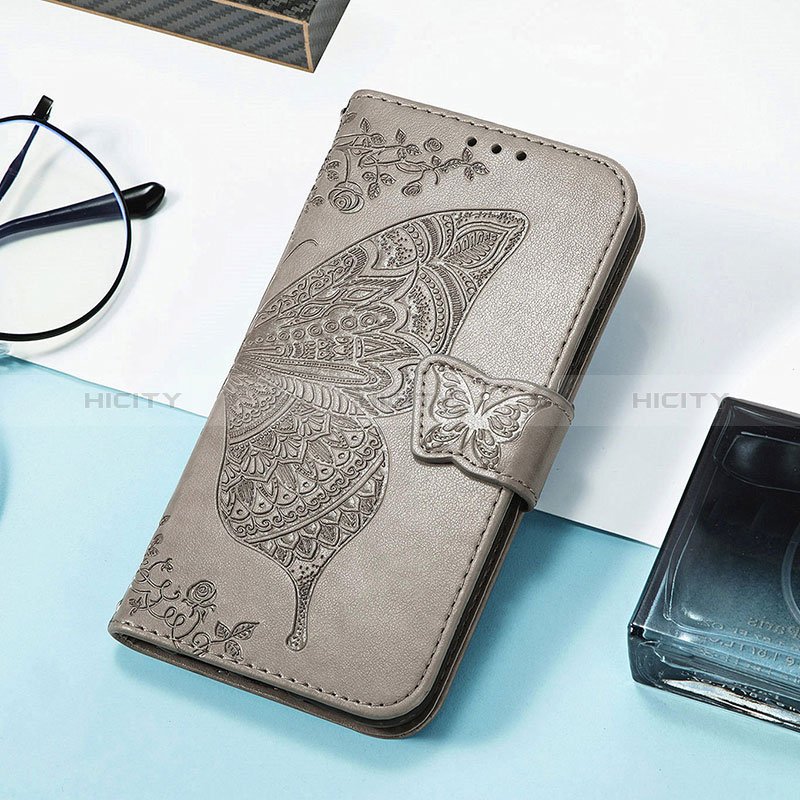 Funda de Cuero Cartera con Soporte Mariposa Carcasa S01D para Huawei Honor 80 Pro 5G Gris