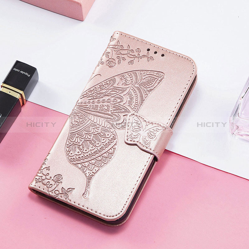 Funda de Cuero Cartera con Soporte Mariposa Carcasa S01D para Huawei Honor 80 Pro 5G Oro Rosa