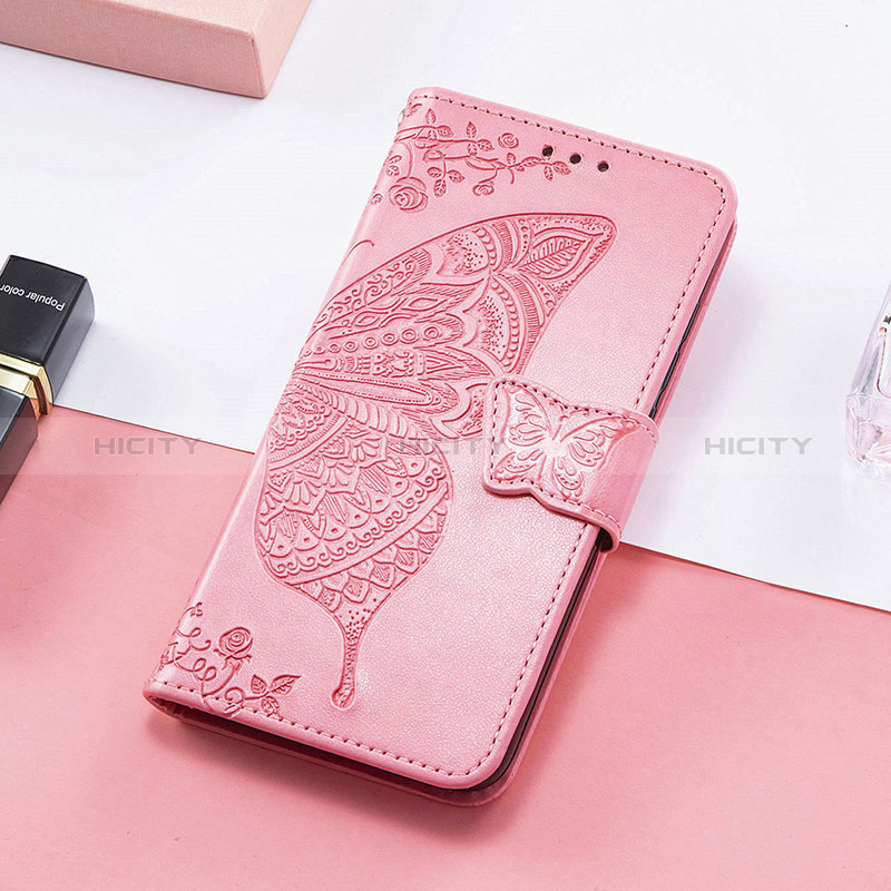 Funda de Cuero Cartera con Soporte Mariposa Carcasa S01D para Huawei Honor 80 Pro 5G Rosa Roja