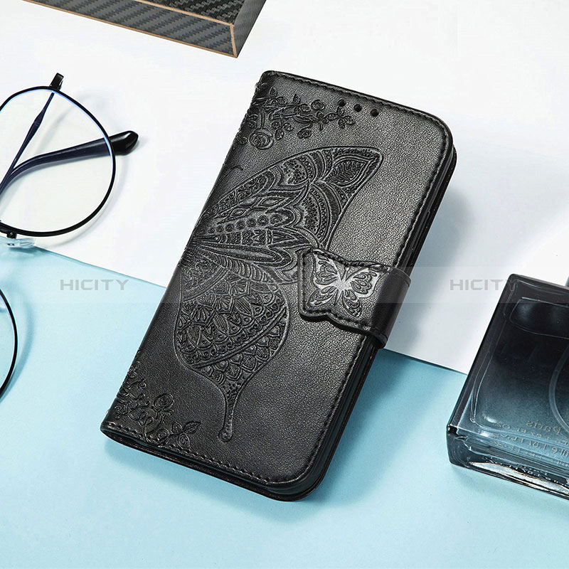 Funda de Cuero Cartera con Soporte Mariposa Carcasa S01D para Huawei Honor Magic5 Pro 5G Negro