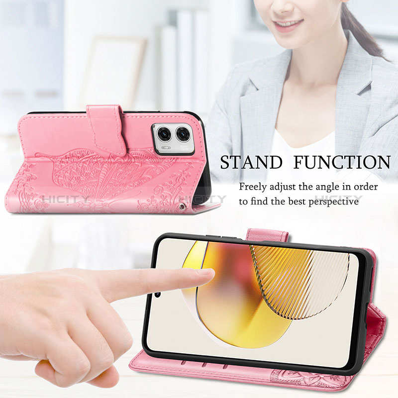 Funda de Cuero Cartera con Soporte Mariposa Carcasa S01D para Motorola Moto G73 5G