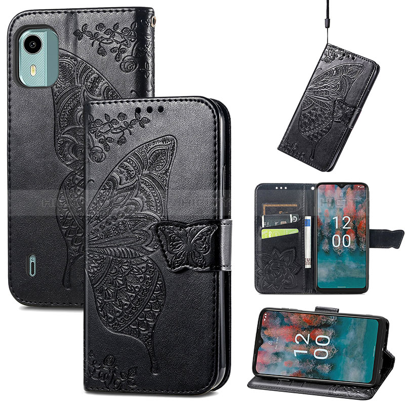 Funda de Cuero Cartera con Soporte Mariposa Carcasa S01D para Nokia C12 Plus