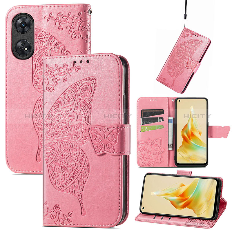 Funda de Cuero Cartera con Soporte Mariposa Carcasa S01D para Oppo Reno8 T 4G