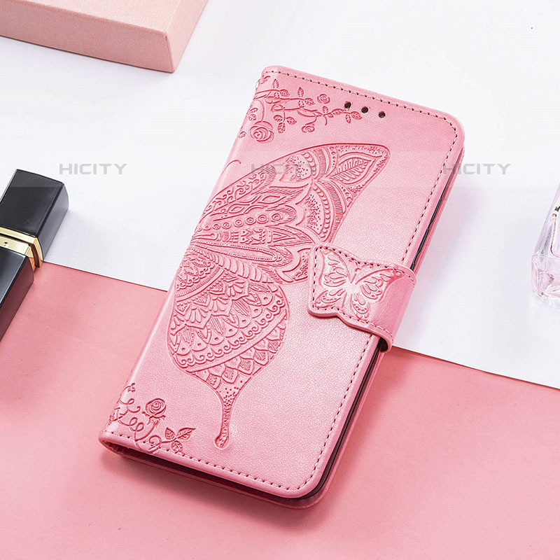 Funda de Cuero Cartera con Soporte Mariposa Carcasa S01D para Samsung Galaxy M13 5G Rosa Roja