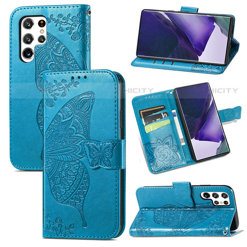 Funda de Cuero Cartera con Soporte Mariposa Carcasa S01D para Samsung Galaxy S22 Ultra 5G