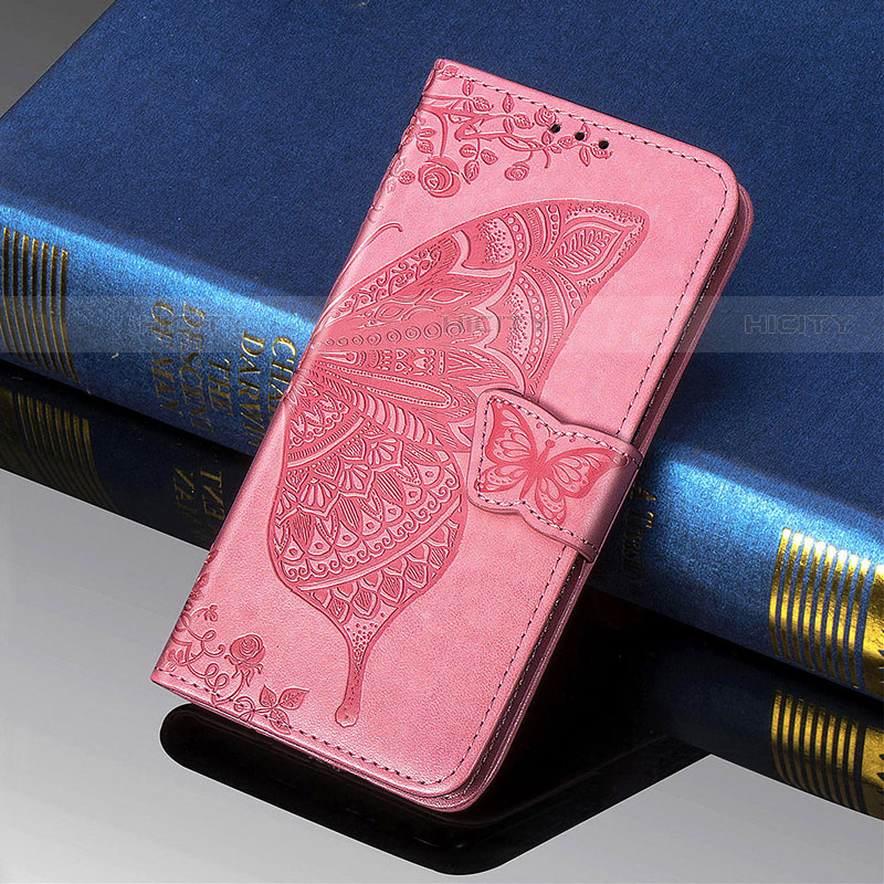 Funda de Cuero Cartera con Soporte Mariposa Carcasa S01D para Samsung Galaxy S22 Ultra 5G Rosa Roja