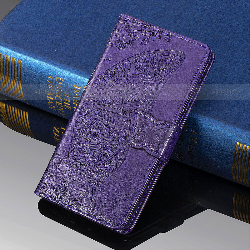 Funda de Cuero Cartera con Soporte Mariposa Carcasa S01D para Samsung Galaxy S23 Ultra 5G Morado