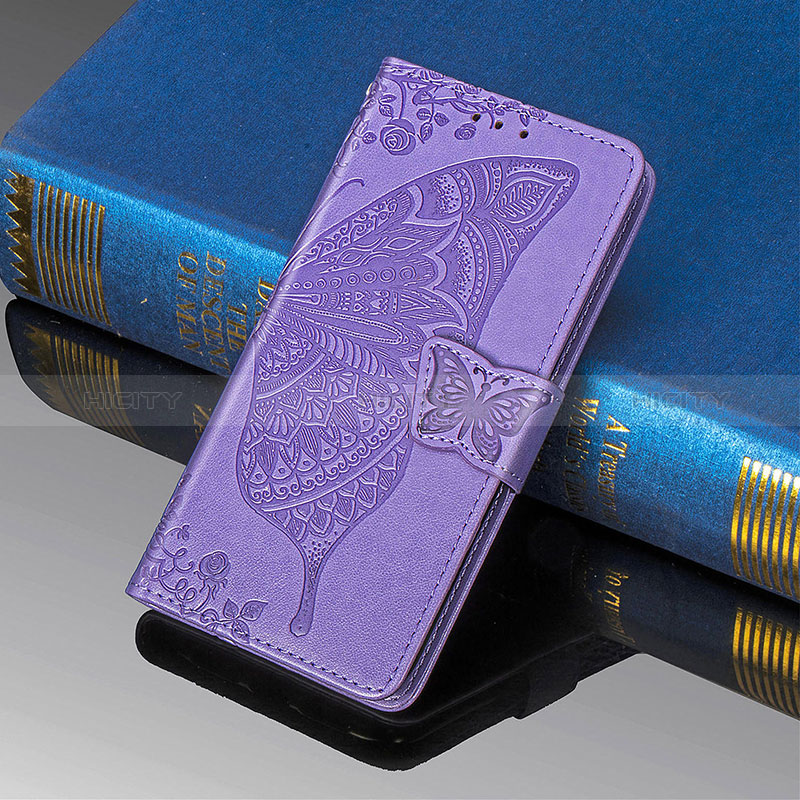 Funda de Cuero Cartera con Soporte Mariposa Carcasa S01D para Samsung Galaxy S24 Ultra 5G Purpura Claro