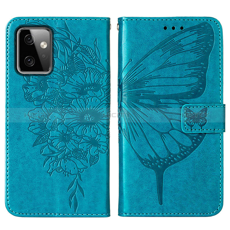 Funda de Cuero Cartera con Soporte Mariposa Carcasa Y01B para Motorola Moto G Power 5G (2023) Azul