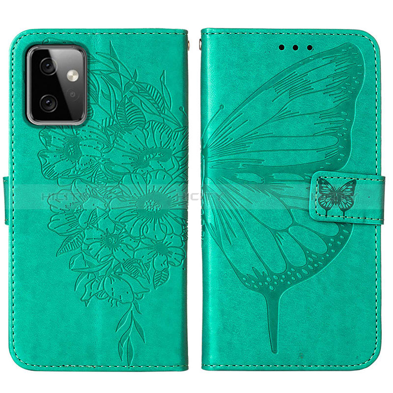 Funda de Cuero Cartera con Soporte Mariposa Carcasa Y01B para Motorola Moto G Power 5G (2023) Verde