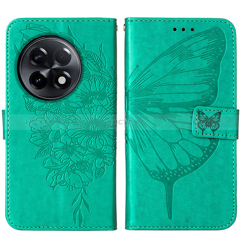 Funda de Cuero Cartera con Soporte Mariposa Carcasa Y01B para OnePlus Ace 2 Pro 5G Verde