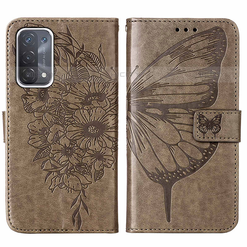 Funda de Cuero Cartera con Soporte Mariposa Carcasa Y01B para OnePlus Nord N200 5G Gris