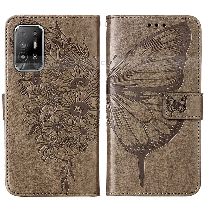 Funda de Cuero Cartera con Soporte Mariposa Carcasa Y01B para Oppo A95 5G Gris