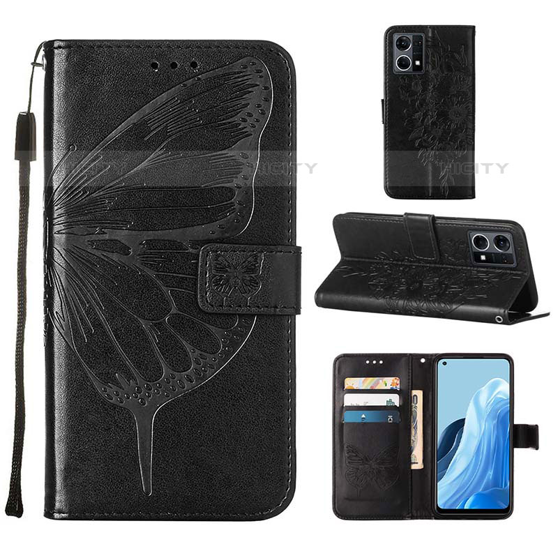 Funda de Cuero Cartera con Soporte Mariposa Carcasa Y01B para Oppo F21 Pro 4G Negro