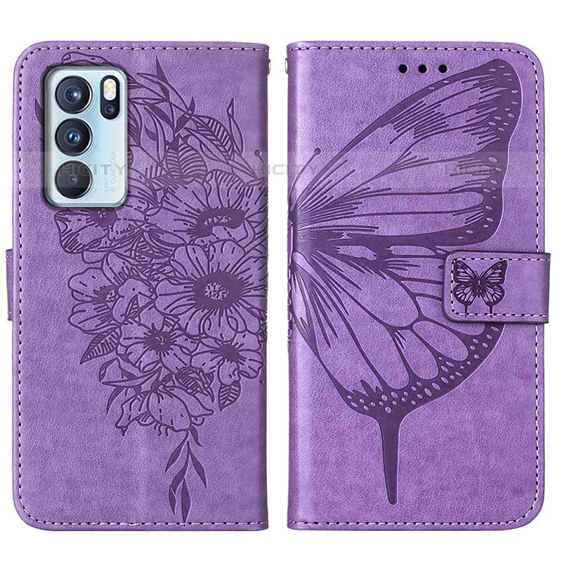 Funda de Cuero Cartera con Soporte Mariposa Carcasa Y01B para Oppo Reno6 Pro 5G India