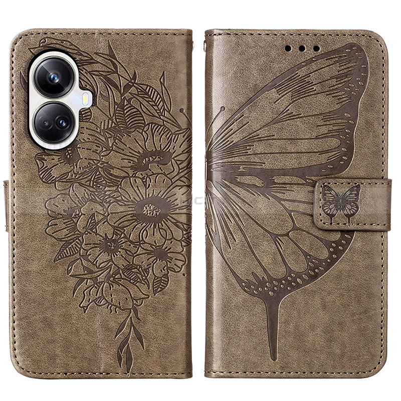 Funda de Cuero Cartera con Soporte Mariposa Carcasa Y01B para Realme 10 Pro+ Plus 5G Gris