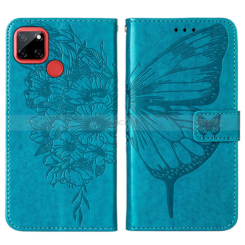 Funda de Cuero Cartera con Soporte Mariposa Carcasa Y01B para Realme 7i RMX2193 Azul