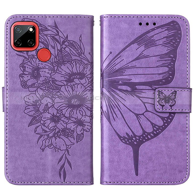 Funda de Cuero Cartera con Soporte Mariposa Carcasa Y01B para Realme 7i RMX2193 Purpura Claro