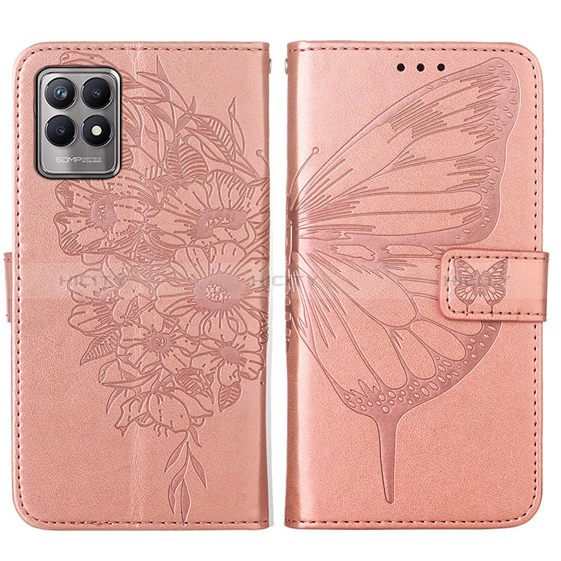 Funda de Cuero Cartera con Soporte Mariposa Carcasa Y01B para Realme 8i Oro Rosa