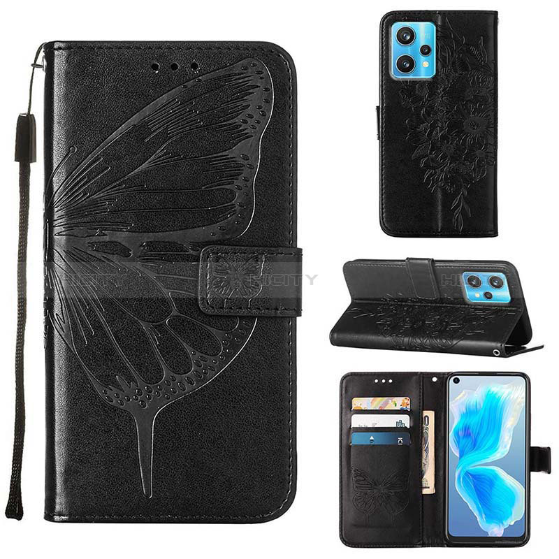 Funda de Cuero Cartera con Soporte Mariposa Carcasa Y01B para Realme 9 Pro+ Plus 5G Negro